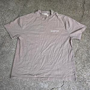 Vtg Y2k ESSENTIALS by FEAR OF GOD Spellout Logo Earthtone Designer T Shirt XL